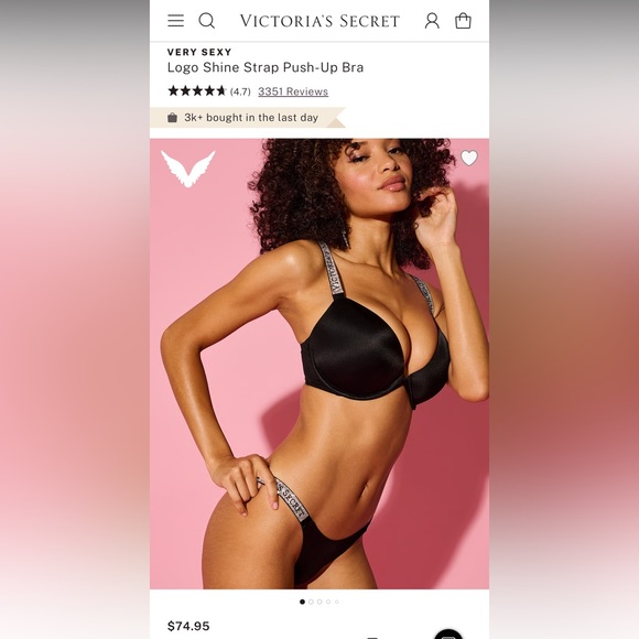 NWOT Victorias Secret Rhinestone push-up black bombshell bra - Picture 3 of 9